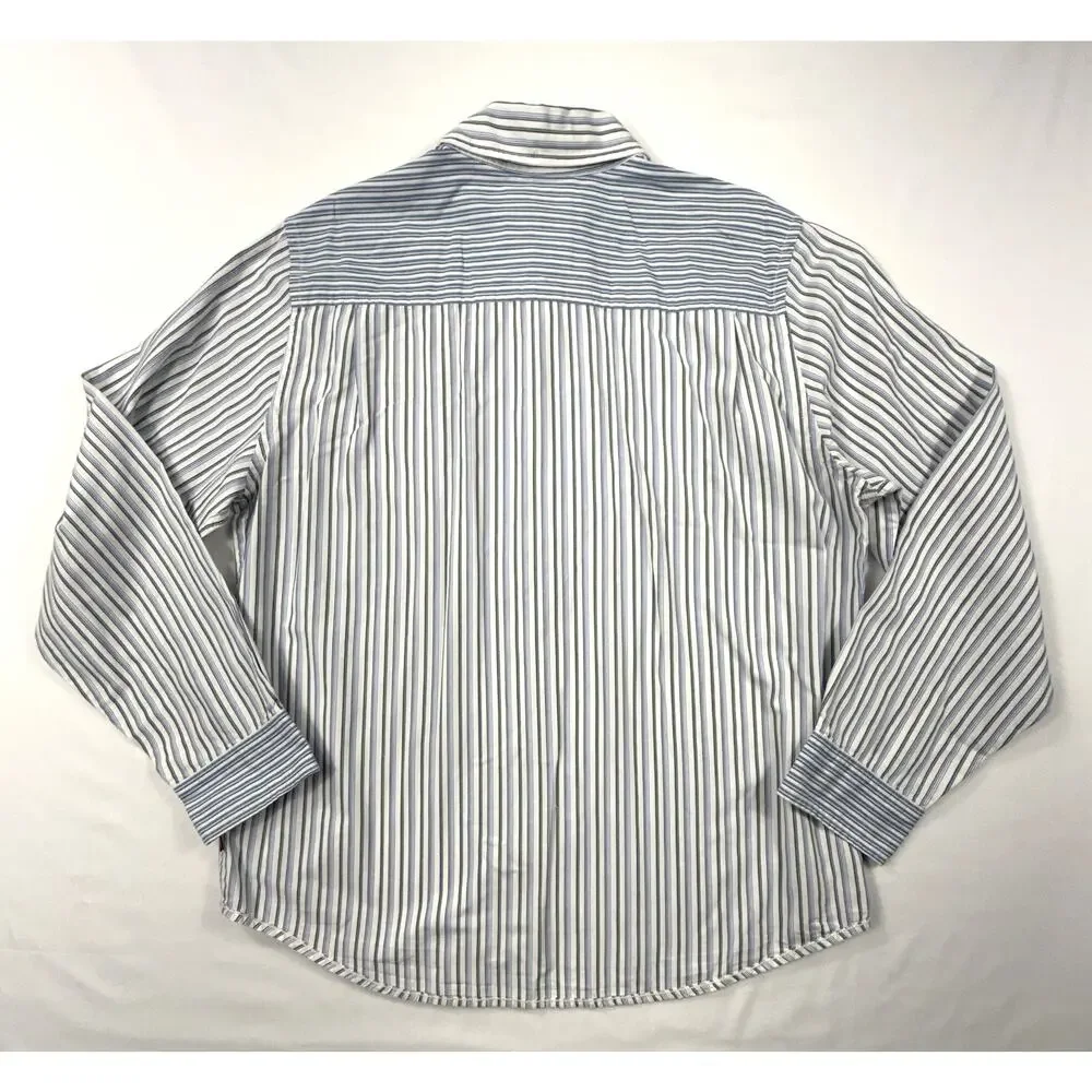 LEVI'S Multi Striped men's Floral Graphic Long Sleeve Cotton Shirt Sz L - Picture 11 of 13